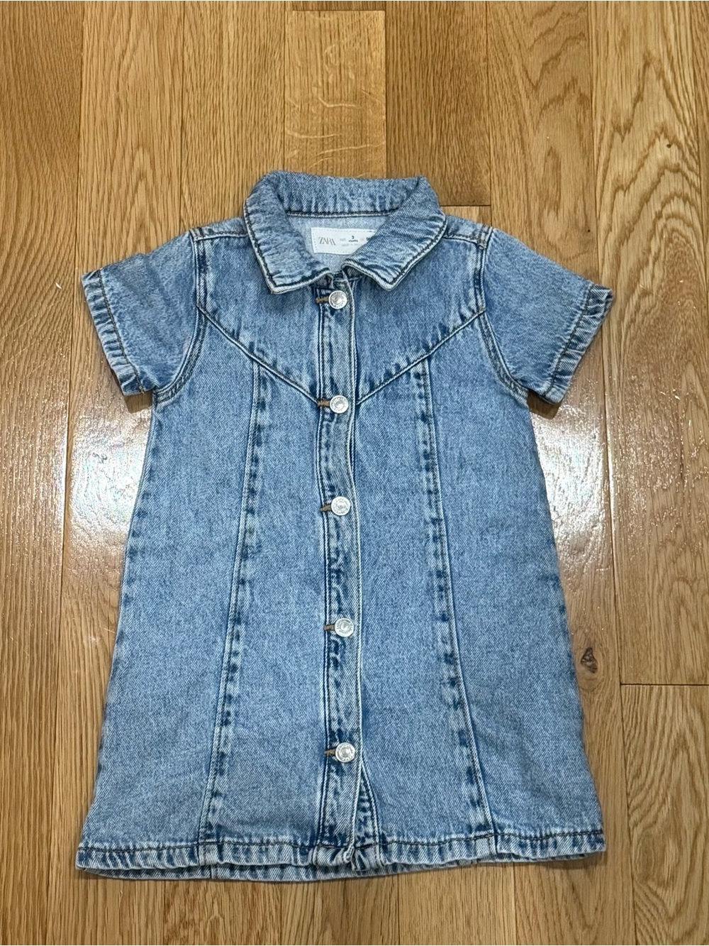 Zara Kids Light Wash Denim Button-Front Jacket Dress